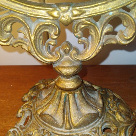 Antique Cast Iron Swivel Vanity Mirror antique brushed gold finish - Picture 5 of 7